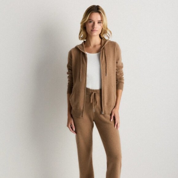 NWT Quince XS Mongolian Cashmere Full-Zip Hoodie in Teak - Picture 2 of 12